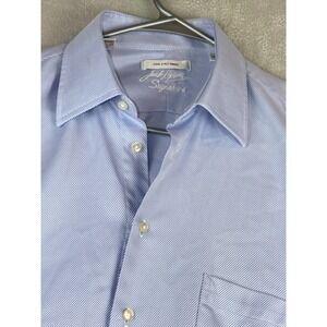 Jack Lipson Signature Mens Blue Fine 2 Ply Cotton Dress Shirt‎ 15.5 French Cuffs